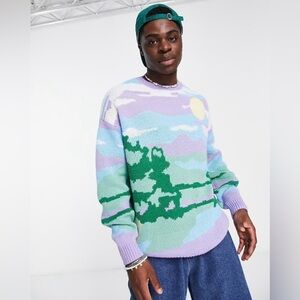 ASOS knitted sweater with landscape jacquard